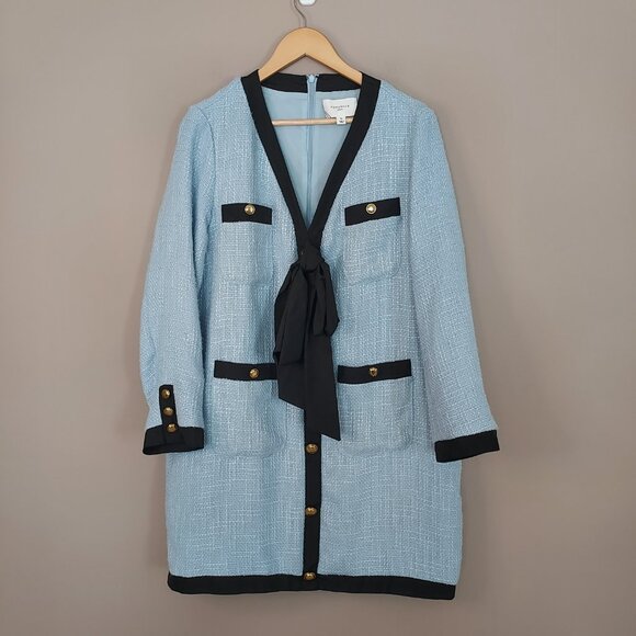 Pomander Place Light Blue Coco Tweed Bow Dress Size XL NWOT - Picture 11 of 11